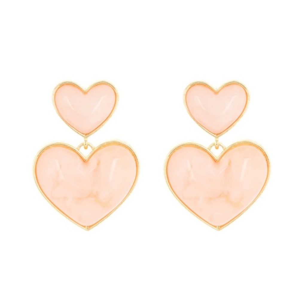 BaubleBar Heart Drop Earrings, Pink/ Gold NWT
